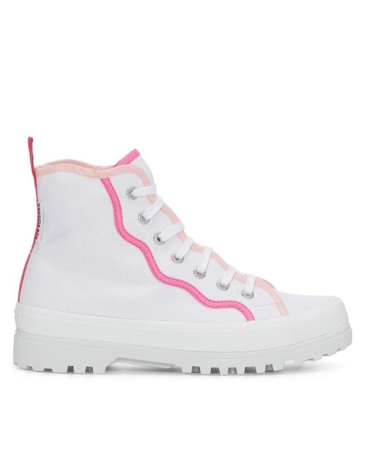 Superga White Ladies 2341 Alpina Curly Bindings Ankle Boots