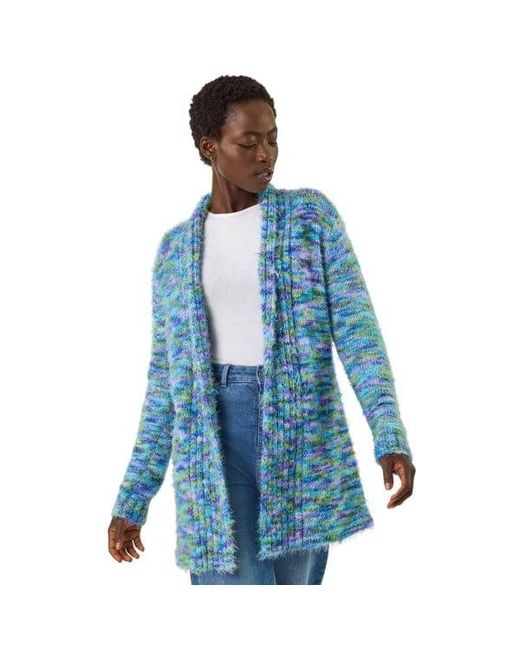 Roman Blue Fluffy Longline Cosy Cardigan