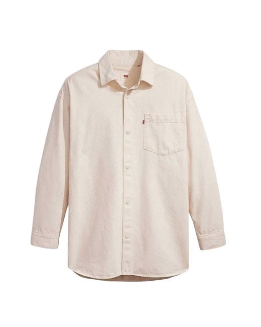 Levi's White Levi's Plain Cotton Overshirt (Ceramic) for men