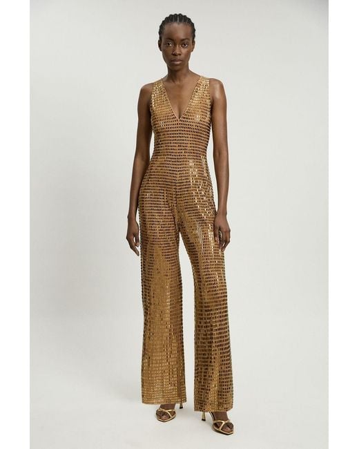 Karen Millen Natural Premium Crystal Embellished Jumpsuit
