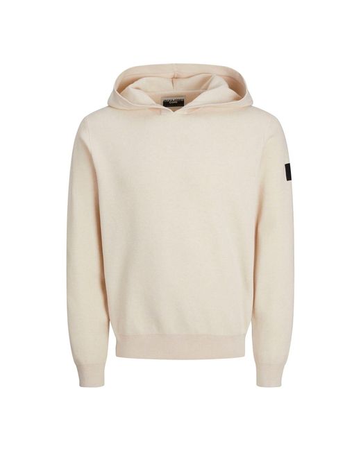 Jack & Jones White And Knit Hooded Regular Fit Sweatshirt for men