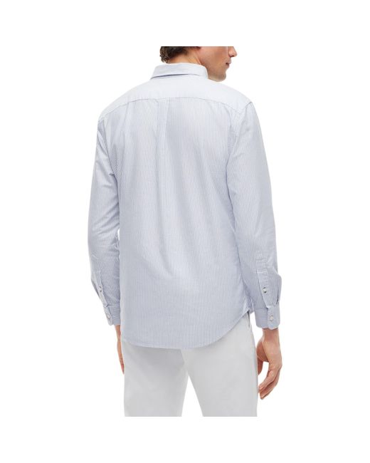 Tommy Hilfiger Blue Oxford Shirts Ithaca Stripe Regular Long Sleeve Cotton Shirt for men