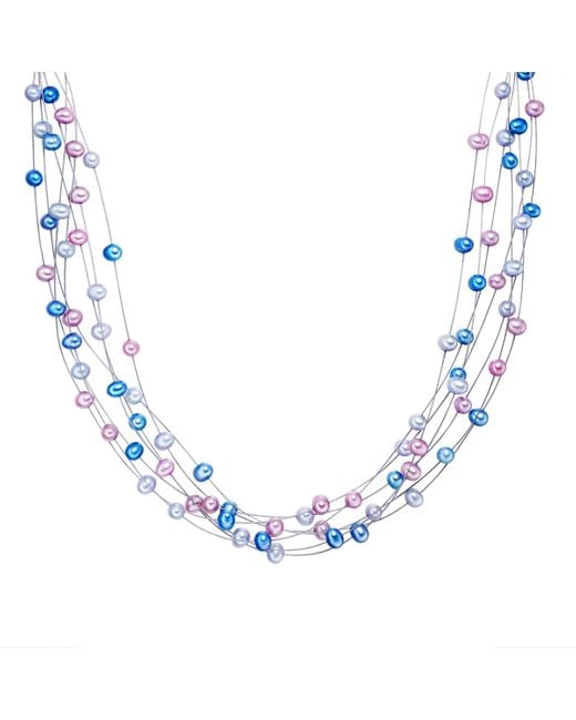 Valero Pearls Blue Fresh Water Cultured Pearl Necklace