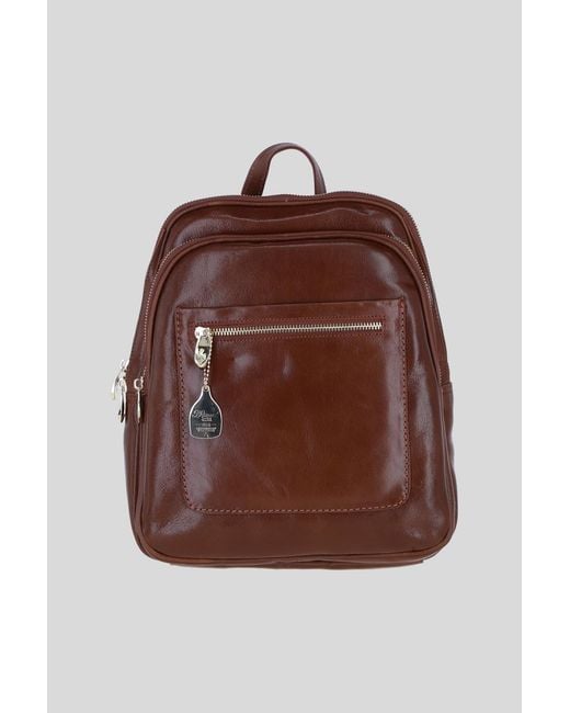Ashwood Leather Brown Real Backpack With Multiple Pockets And-Tone Hardware