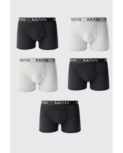 BoohooMAN White 5 Pack Mixed Colour Trunks for men