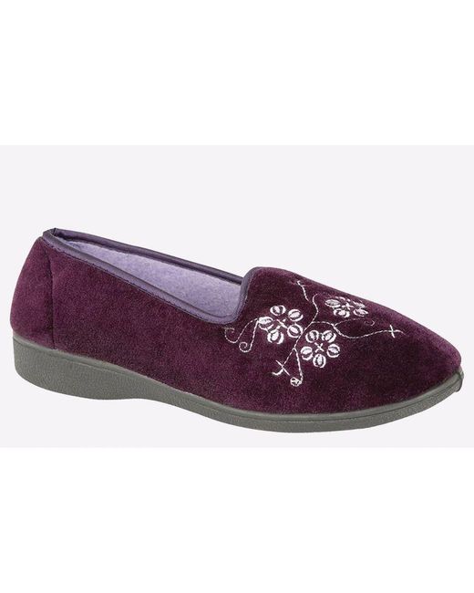Zedzzz Purple Jenny Embroidered Slippers