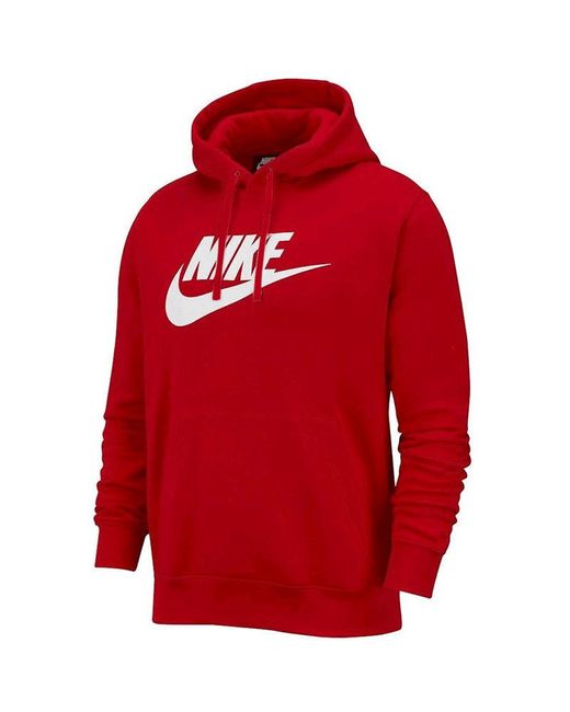 Nike Red Hoodie Sportswear Club Fleece Graphic Pullover Sweat for men