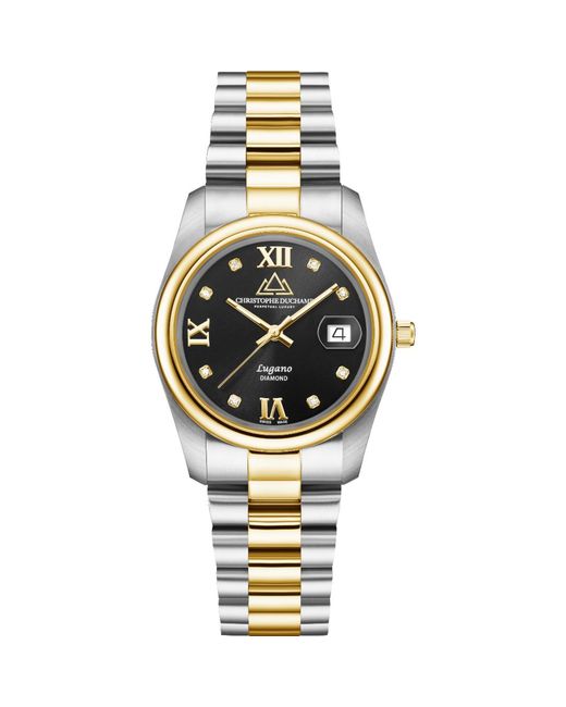 Christophe Duchamp Metallic Lugano Sunray Watch 34Mm