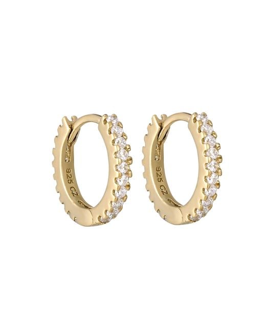 SEOL + GOLD Metallic 18Ct Plated Cz Studded Huggie Hoops