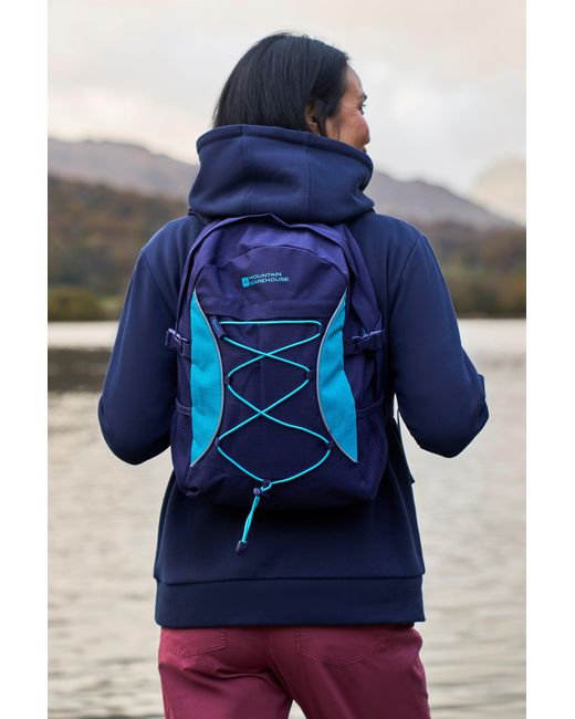 Mountain Warehouse Blue 'Bolt' Backpack With Multiple Pockets Ripstop Fabric Everyday Rucksack