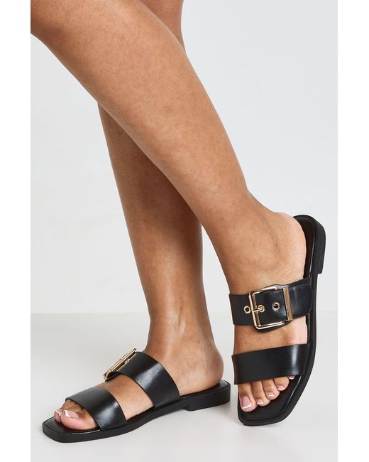 Boohoo Natural Oversized Buckle Crossover Sandals