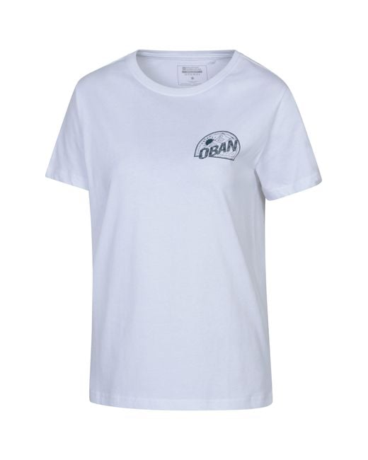 Mountain Warehouse Blue 'Oban' T-Shirt 100% Cotton Uv 50+ Protection Breathable Graphic Top