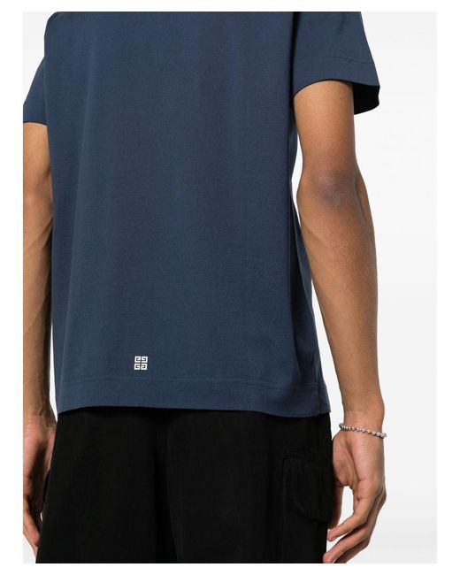 Givenchy 4g Stars Wit Logo Bedrukt T-shirt In Blauw in het Blue voor heren