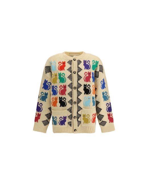 Valentino Multicolor Fleece Wool Cardigan for men