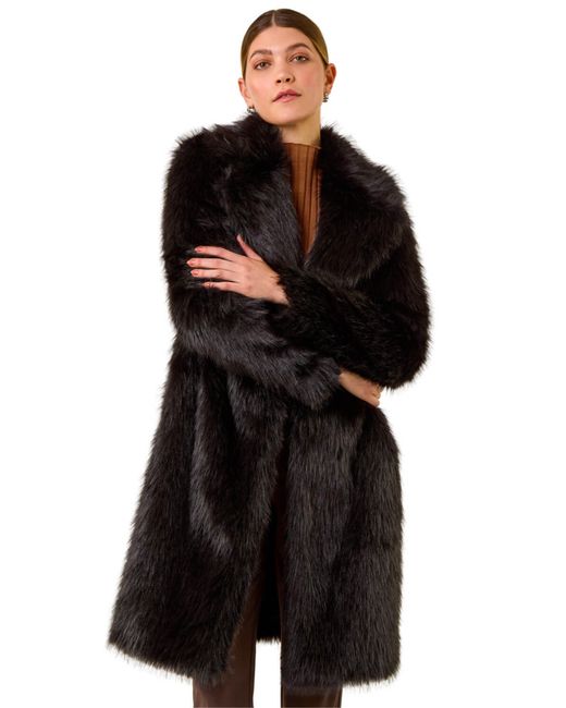 Roman Black Premium Faux Fur Coat