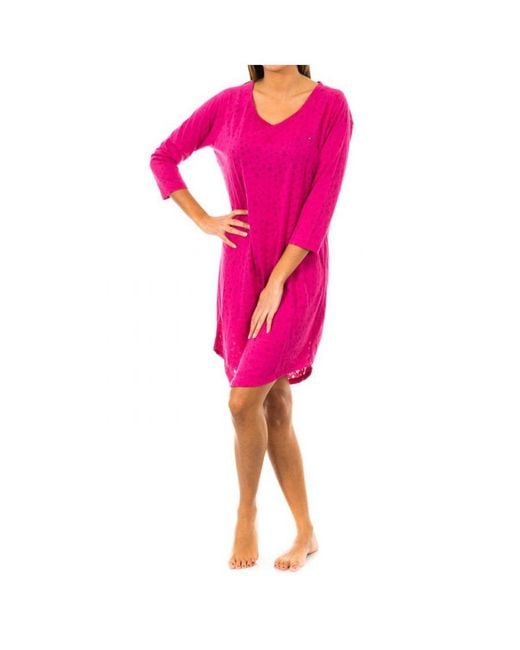 Tommy Hilfiger Pink Long-Sleeved Nightgown With Boat Neck 1487903526