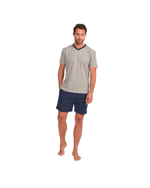 J&j Brothers Blue Jjbfh5400 Short Sleeve Pajamas for men