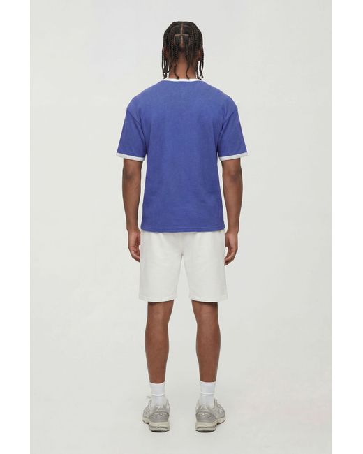 BoohooMAN Blue Oversized Waffle Ringer T-Shirt for men