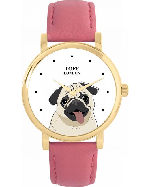 Toff London Pink Tlws-28250 Ladies Pug Dog Head Watch
