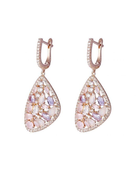 Orphelia Pink 'Desi' 925 Sterling Drop Earrings