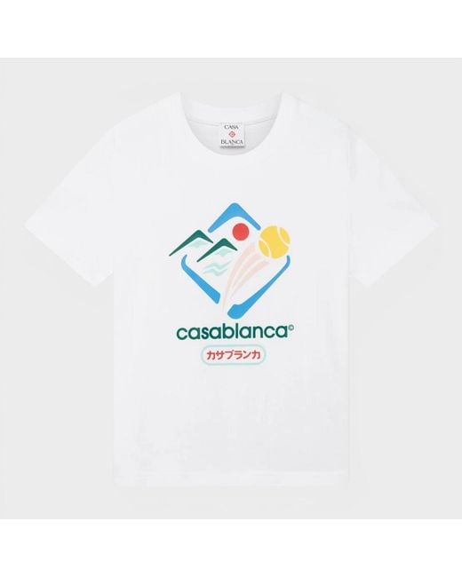 Casablanca Blue Montagne Sportif Fitted T-Shirt Cotton