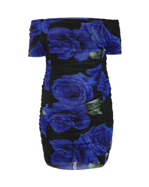 Quiz Blue Curve Bardot Mini Dress