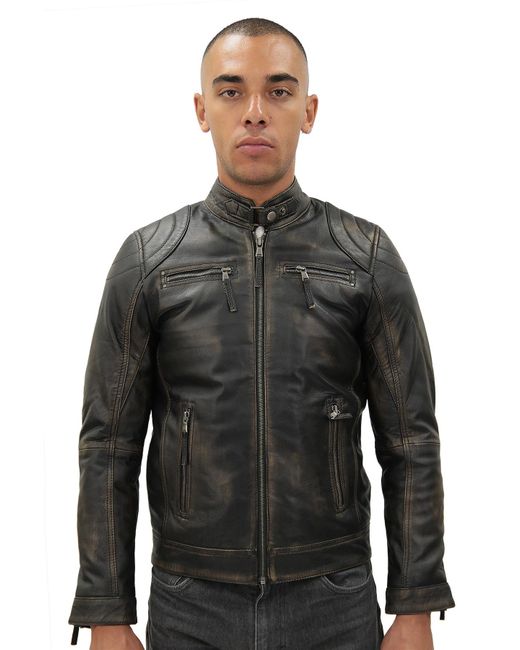 Infinity Leather Gray Moto Biker Jacket-Taiwan for men