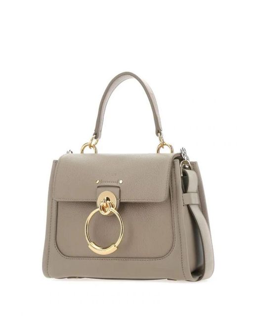 Chloé Gray Chloé Pebble Structure Leather Handbag With Ring Details