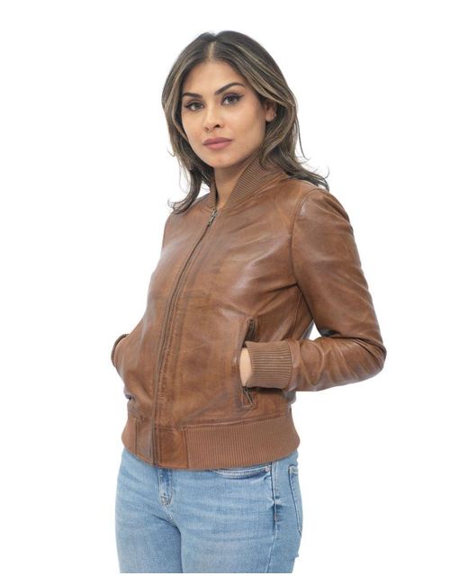 Infinity Leather Brown Ma-1 Bomber Jacket-Abbotsford