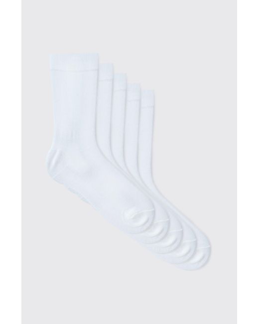 BoohooMAN White 5 Pack Plain Socks for men