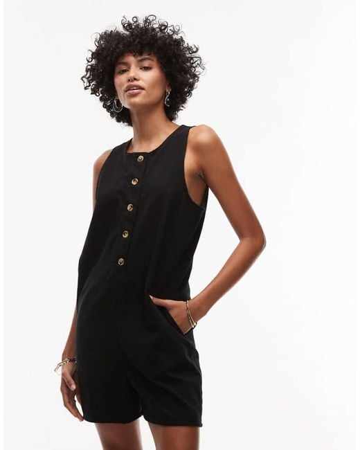 TOPSHOP Black Twill Romper