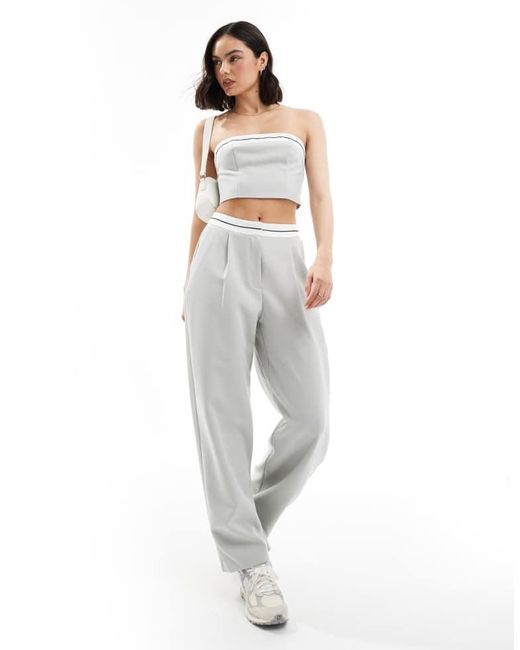 Miss Selfridge White Tailored Contrast Trim Bandeau Top