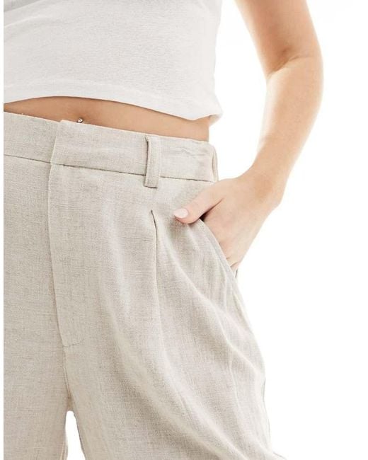ASOS White Hourglass Wide Leg Dad Trousers With Linen