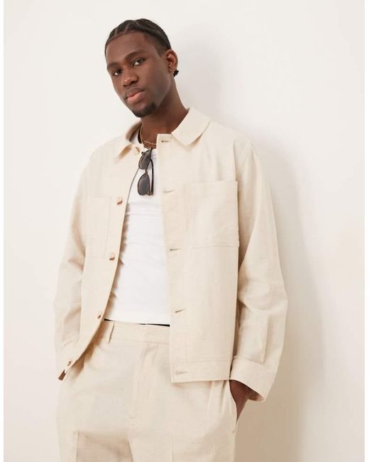 ASOS Natural Cotton Smart Co-Ord Shacket for men