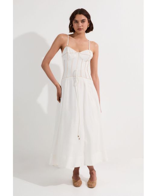 strapless open back dress Linen Maxi Dress with Adjustable Straps