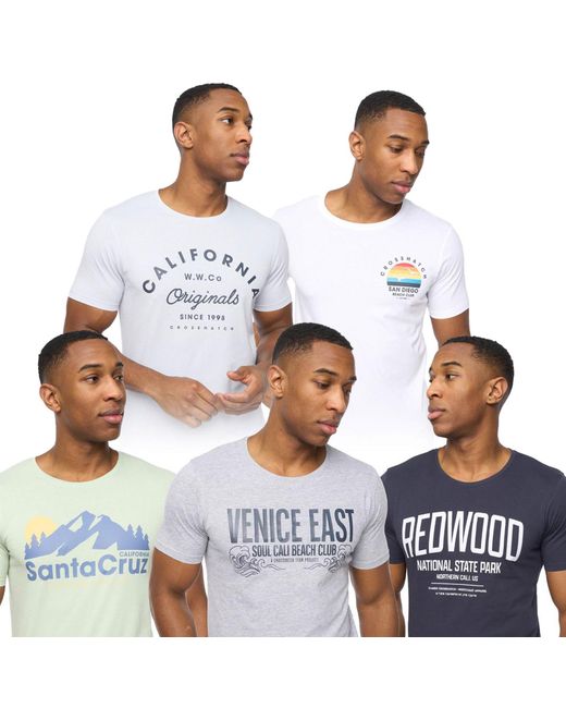 Crosshatch Blue Sumertons T-Shirts 5Pk for men