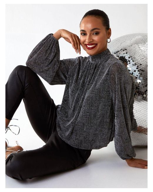Blue Vanilla Blue Puffball High Neck Top