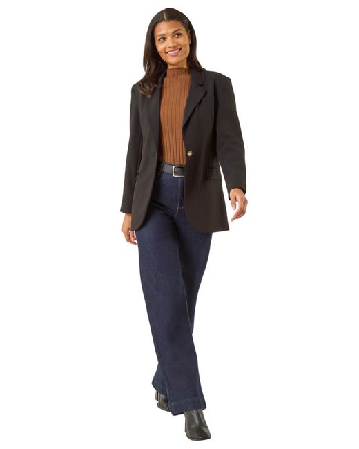 Roman Black Single Breasted Smart Blazer