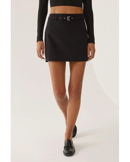Hiccup Black Belted Mini Skirt