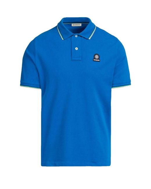 Sandbanks Blue Badge Logo Tipped Sleeve Polo Shirt Nautical for men
