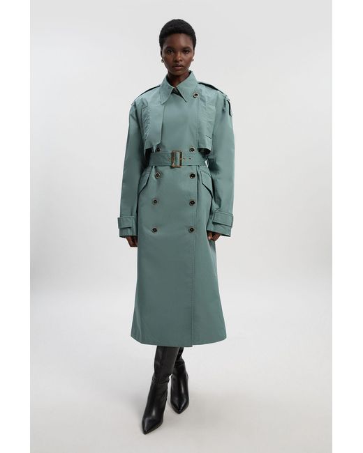 Karen Millen Green Relaxed Polished Trench Coat