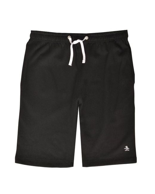 Original Penguin Black Cotton Jogger Sweat Shorts for men