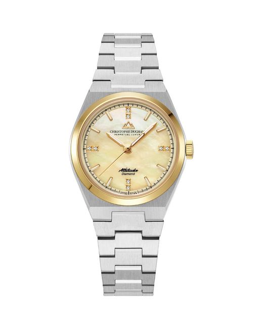 Christophe Duchamp Metallic Champagne Sunray Dial With Bracelet And Case