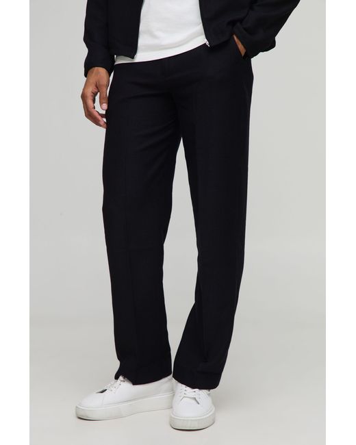 BoohooMAN Black Relaxed Fixed Waist Pants for men