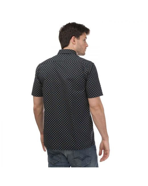 Ted Baker Black Forter Short Sleeve Geo Print Shirt for men