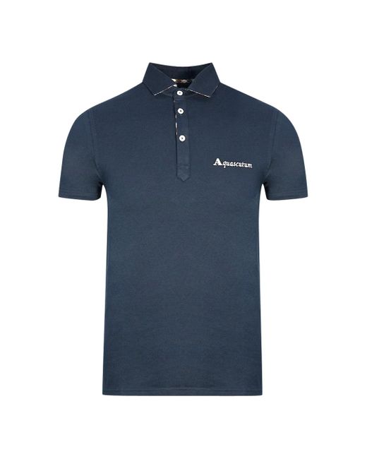 Aquascutum Blue Signature Logo Polo Shirt Cotton for men