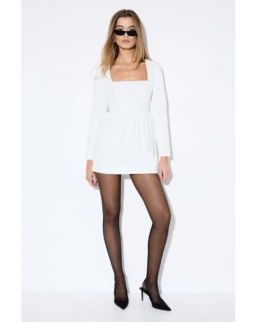 MissPap White Tailored Tulip Hem Mini Dress