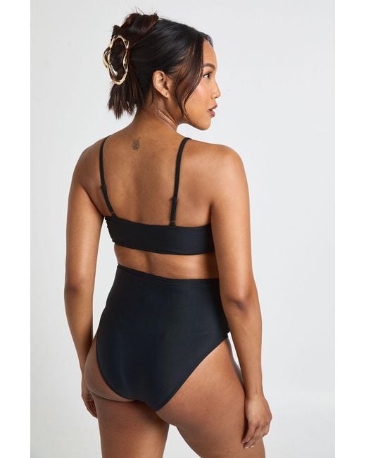 Boohoo Black Maternity High Waist Ruched Bikini Brief