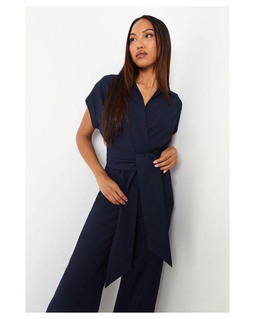 PRINCIPLES Blue Tie Front Jumpsuit