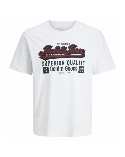 Jack & Jones White Graphic T Shirt Oneck Plus Size Tee for men
